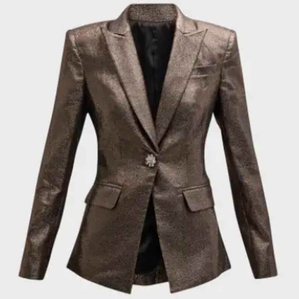 Ramy Brook Wren Metallic Single-Breasted Blazer - Picture 2 of 2